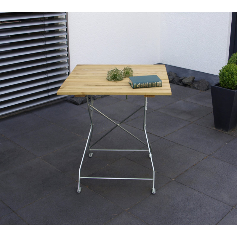 Plum Square Solid Wood Steel Outdoor Dining Table - 70 cm W 70 cm D, Metal