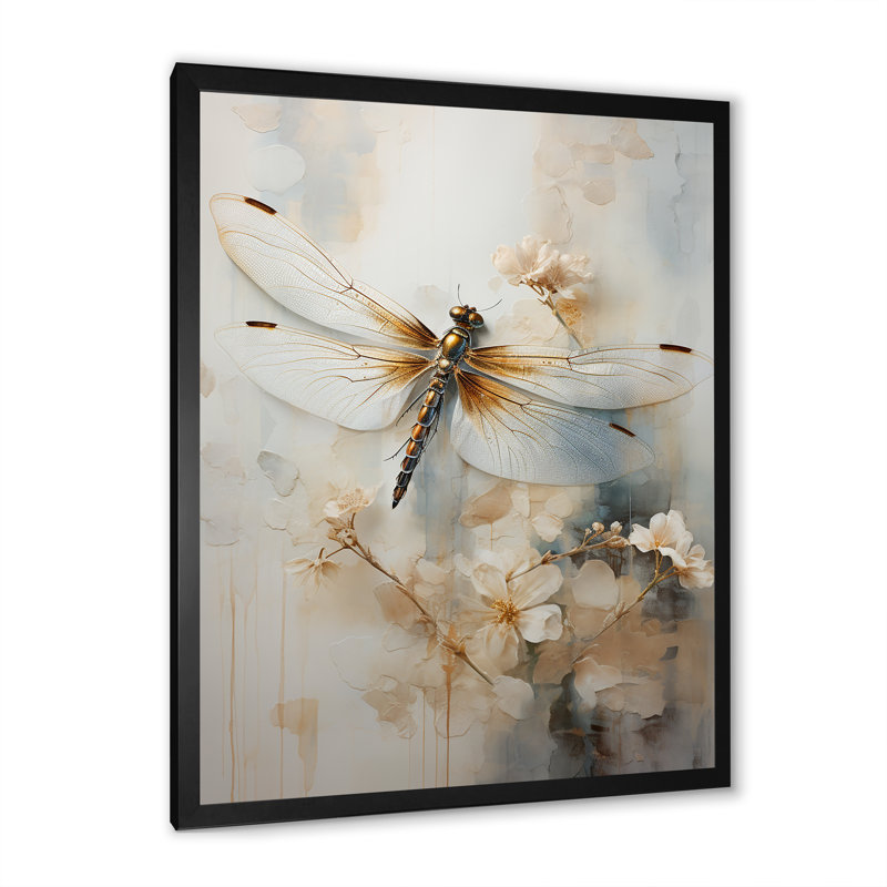 Dragonfly Delight - Dragonfly, reproduction sur toile encadrée, H 32 po x l 16 po x P 1 po, Cadre simple noir