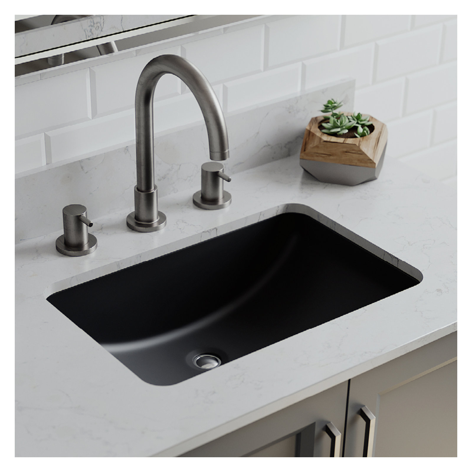 Lexicon Quartz Composite Rectangle Vanity Sink, Black