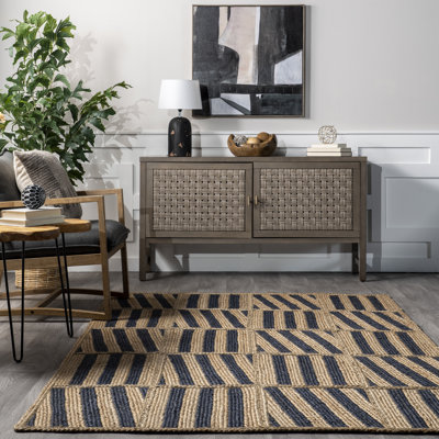 Tapis en jute à rayures inclinées Nalle