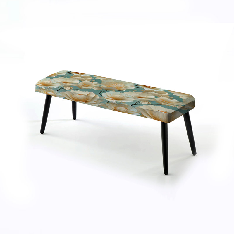 Seashell Harmony - motif tropical - banc rembourré noir Tropical