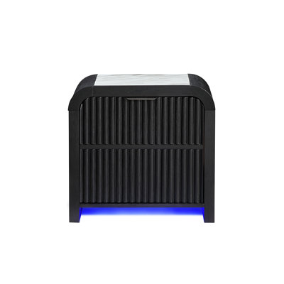 Beverly Black And White Nightstand With Cooler And Speaker