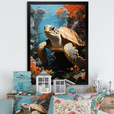 «Turtle Aquatic Wanderer Pastoral II», reproduction d'art sur toile