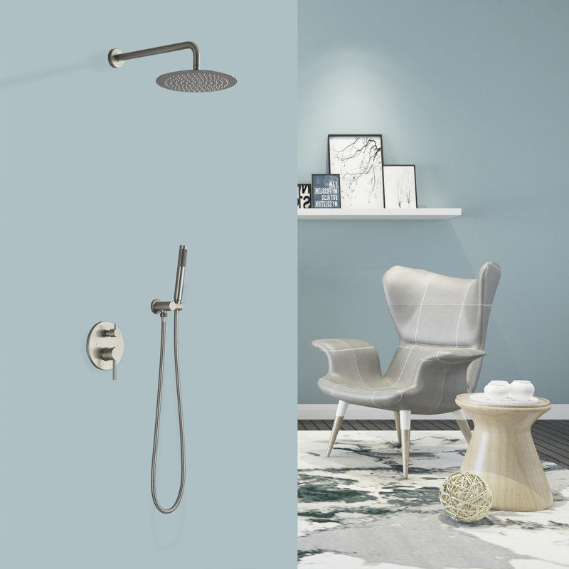 Diverter Complete Shower System with Rough in-Valve, Brushed Nickel