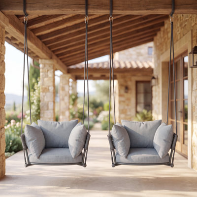 Hanging Porch Swing Chair For Indoor & Outdoor Use Set Of 2