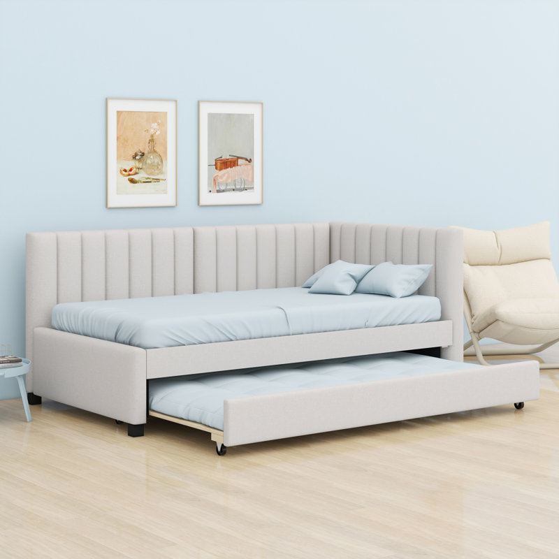 Lit de jour rembourré avec couchette, Beige