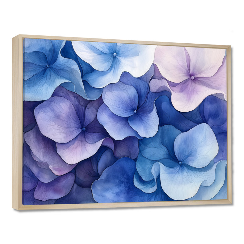 Jacelyn hortensia pétales vagues d'harmonie - art mural hortensia pour le salon, H 30 po x l 40 po, Crème, crème