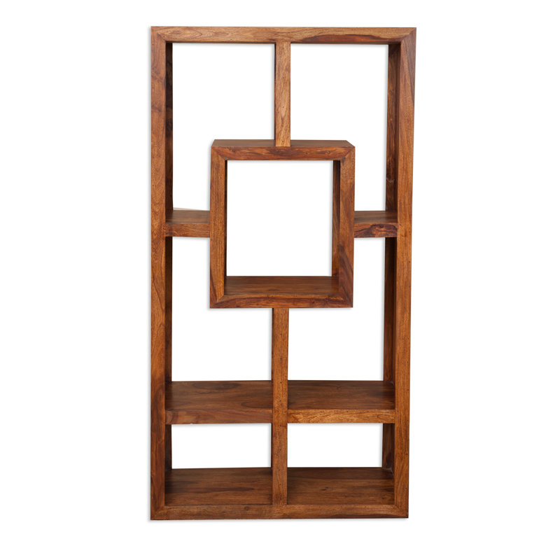 Zane 178cm H x 90cm W Solid Wood Geometric Bookcase