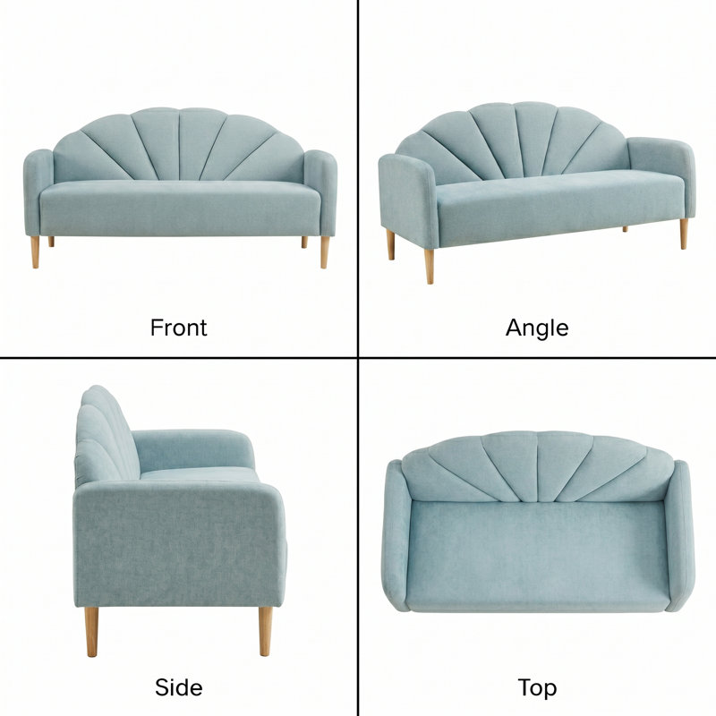 Billijo Solid and Manufactured Wood Standard Loveseat, Mineral Green, 33.07" H x 64.37" W x 29.53" D
