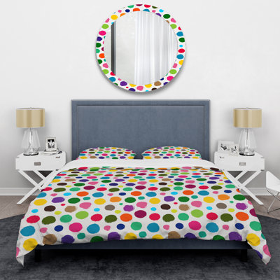 Multicolor Circle Dots Polyester Dots Duvet Cover