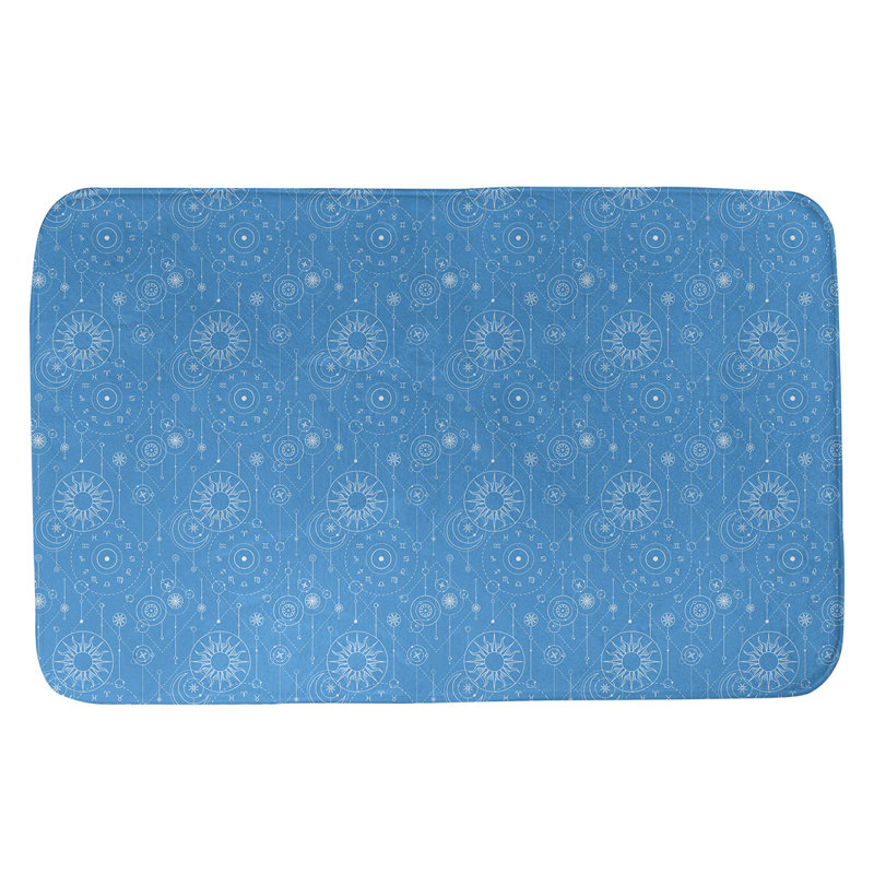 Tapis pour salle de bain astrologie Leffel, l 17 po x L 24 po, Bleu ciel