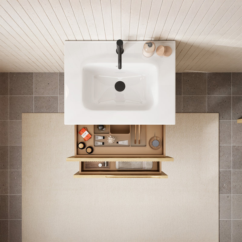 Tulipa Single Vanity, Natural Oak, 24"