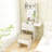 Compact Vanity Desk Set with 3-Color Lighted Mirror and Power Outlets
