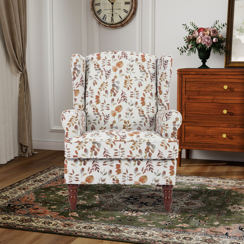 Devonn Upholstered Accent Chair, Brown/White Floral