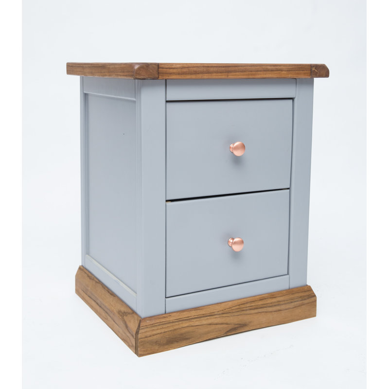 Eastchester 45 cm W Bedside Table, Grey/Brown/Copper