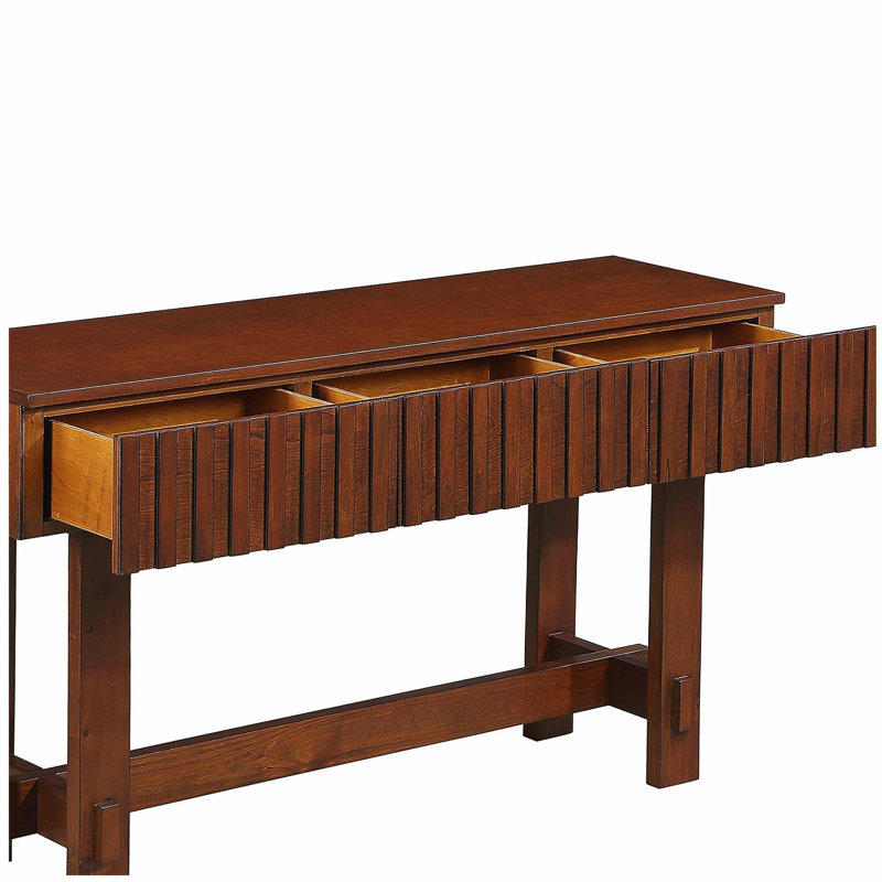 Console de style Mid-Century de 52 po avec tiroirs de rangement Brittanni, Cerise