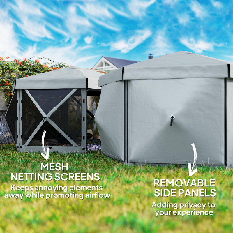 Pop Up 26 Ft. W x 26 Ft. D Fibreglass Soft-top Canopy, Light Grey