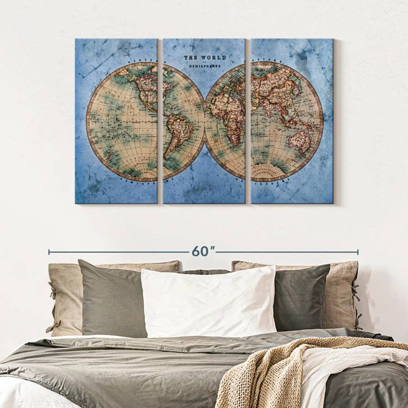 «Ocean Hemispheres», reproduction d'art sur toile, H 50 po x l 32 po x P 1,25 po