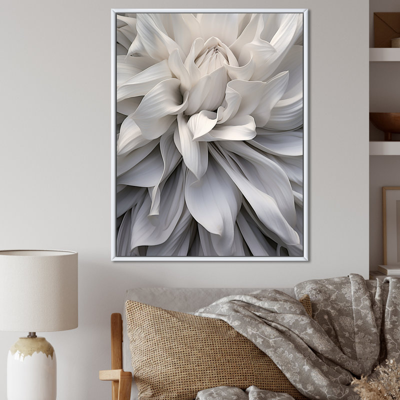 " Serene Flower Petals Dreamscape ", White Floater Framed, 32" H x 16" W x 1" D