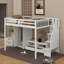 Structure de lit double pleine grandeur avec table de rangement basse, garde-robe et escalier de rangement-1168579770