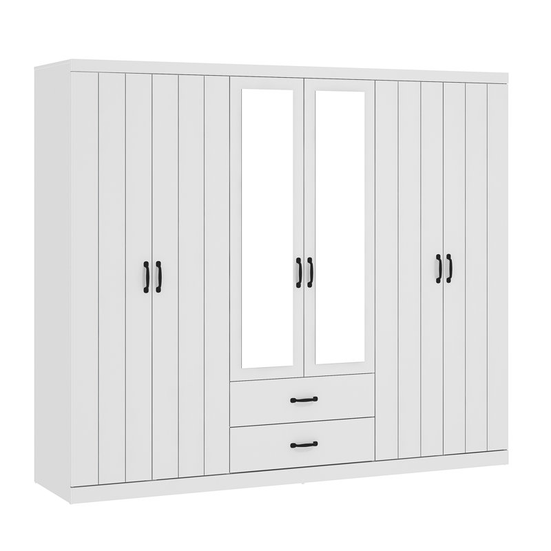 ALLINGTON 6 Door 2 Drawer Wardrobe With Mirror, White