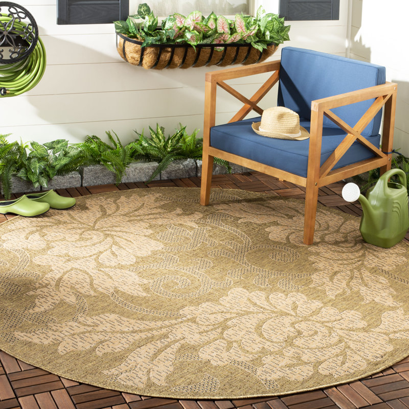 Marpain Performance Floral Indoor/Outdoor Area Rug, Round 6'7"