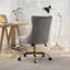 Fauteuil de bureau moderne capitonné en velours capitonné à boutons, fauteuil de bureau pivotant sans accoudoirs-118665623