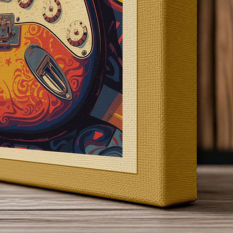 Electric Sun Retro - Wrapped Canvas, 18x12 - 45.7 x 30.5 cm, Ochre Border