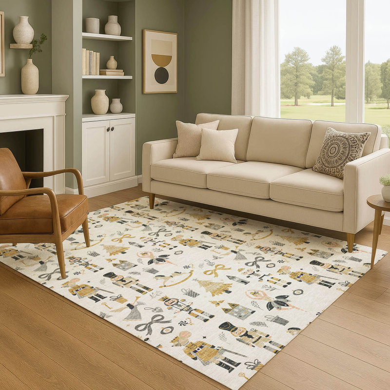 Tapis de Noël de qualité supérieure lavable à la machine Lingeswaran AMF1827, Rectangle 9 pi x 12 pi