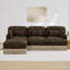 Canapé en L 100 po à imprimé léopard confortable en chenille, délicat bord de pompon, repose-pieds mobile, style moderne, dossier et siège ergonomiques, assemblage facile, siège profond pour le salon, brun noir-211408460-211408461