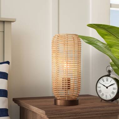 Bay Isle Home Benvolio Rattan Weave Bamboo Table Lamp With Wood