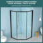 Porte de douche de coin de 42 po de large x 76 po de hauteur avec verre trempé de 8 mm, cadre noir mat pour les salles de bain modernes