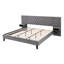 Lit plateforme de luxe très grand - tête de lit tapissier en velours, gris, 2 tables de chevet, losange, sans sommier, structure en bois robuste, fabrication facile pour la chambre à coucher, mobilier