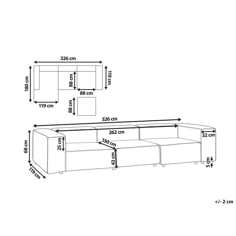 Aleecya 3 Seater Corduroy Sofa, White