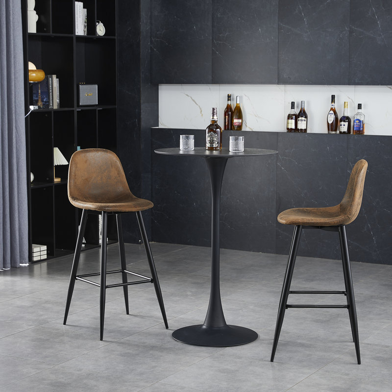 Blakesburg Upholstered Counter Stool with Metal Frame, Black