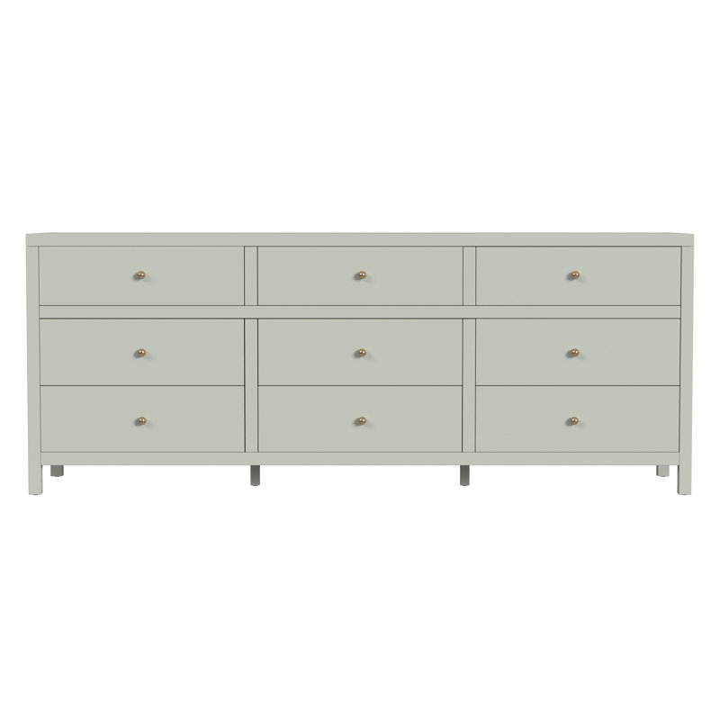 Commode rectangulaire 9 tiroirs Celine, Vert sauge