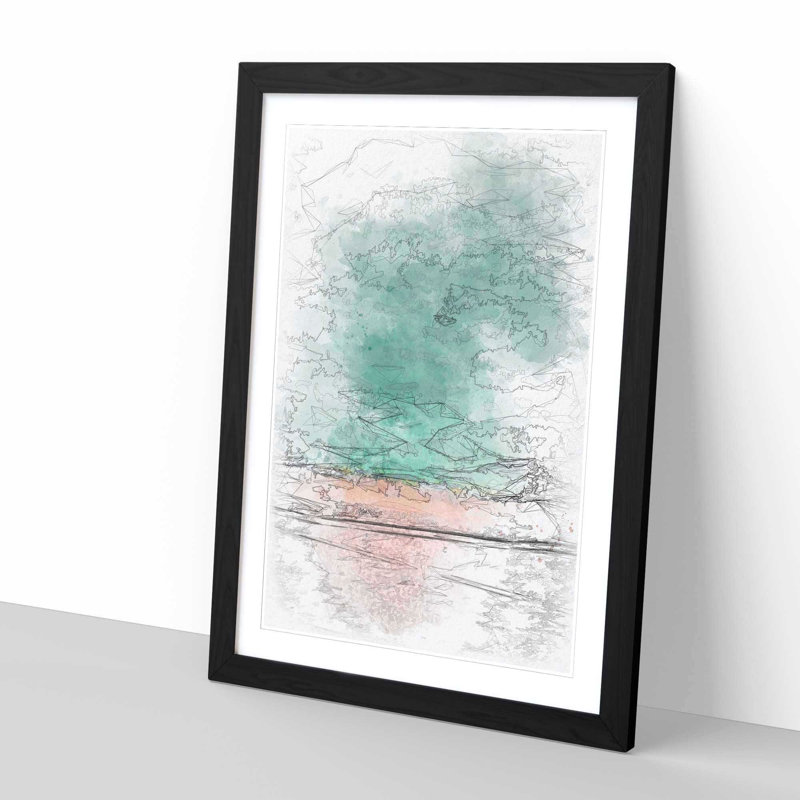 South Beach View in Miami Florida 1 Piece Single Picture Frame Painting on MDF, 63cm H x 45cm W x 2cm D, Black Framed
