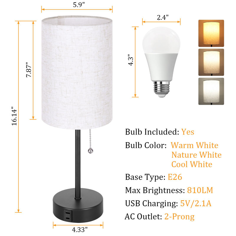 Walterhill USB Table Lamp, Black
