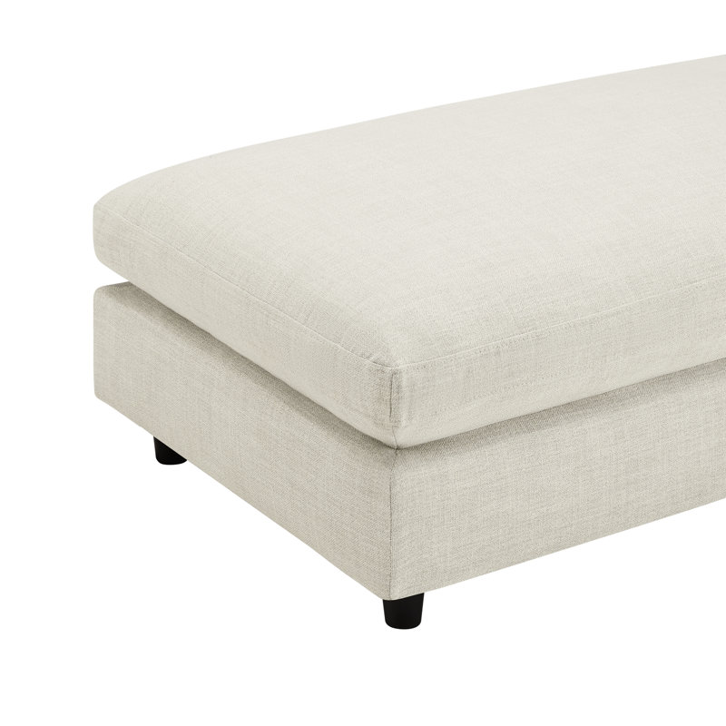 Repose-pieds rectangulaire rembourré 45 po Fleetwood, Beige Polyester
