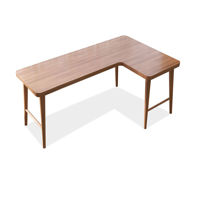 Bureau brun en bois massif en forme de L, H 29,53 po x l 70,87 po x P 21,65 po, Orienté à droite