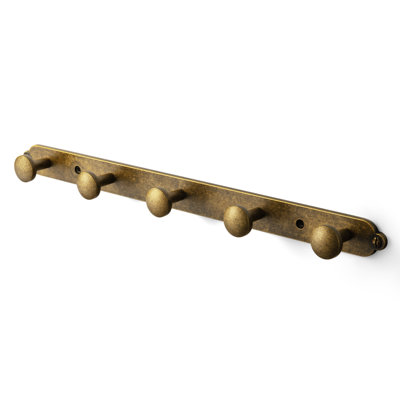  Portemanteau mural en alliage de zinc, portemanteaux et crochets en laiton antique et bronze champagne, rail à 3 crochets et 5 poignées pour garde-robe de salle de bain