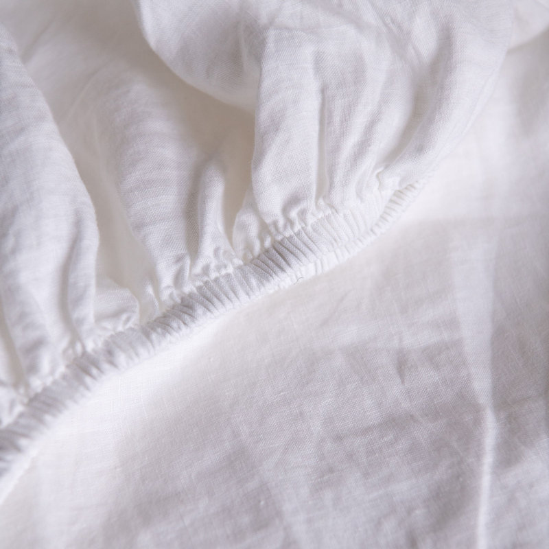 100% French Linen Sheet Set, White, Queen Sheet Set with 2 Pillowcases