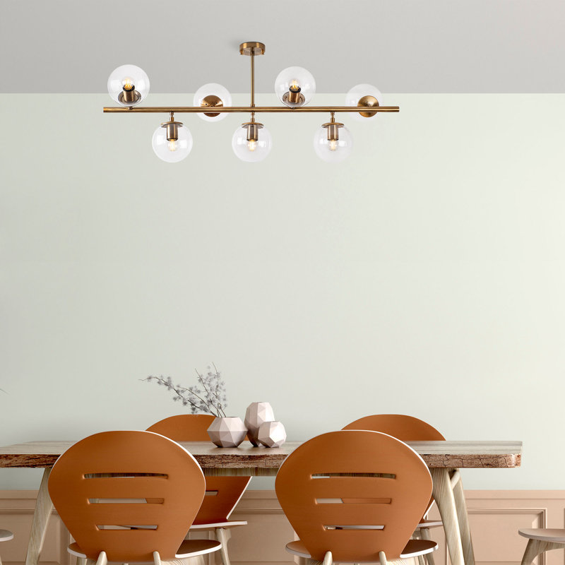 Lustre vintage en métal, 7 lumières E14, 44,5 x 15,7 x 18,1 po | Finition cuivre, design glamour moderne | Parfait pour la salle à manger et l'espace de vie | IP20, corps et base en métal durable, ampoules de 40 W maximum