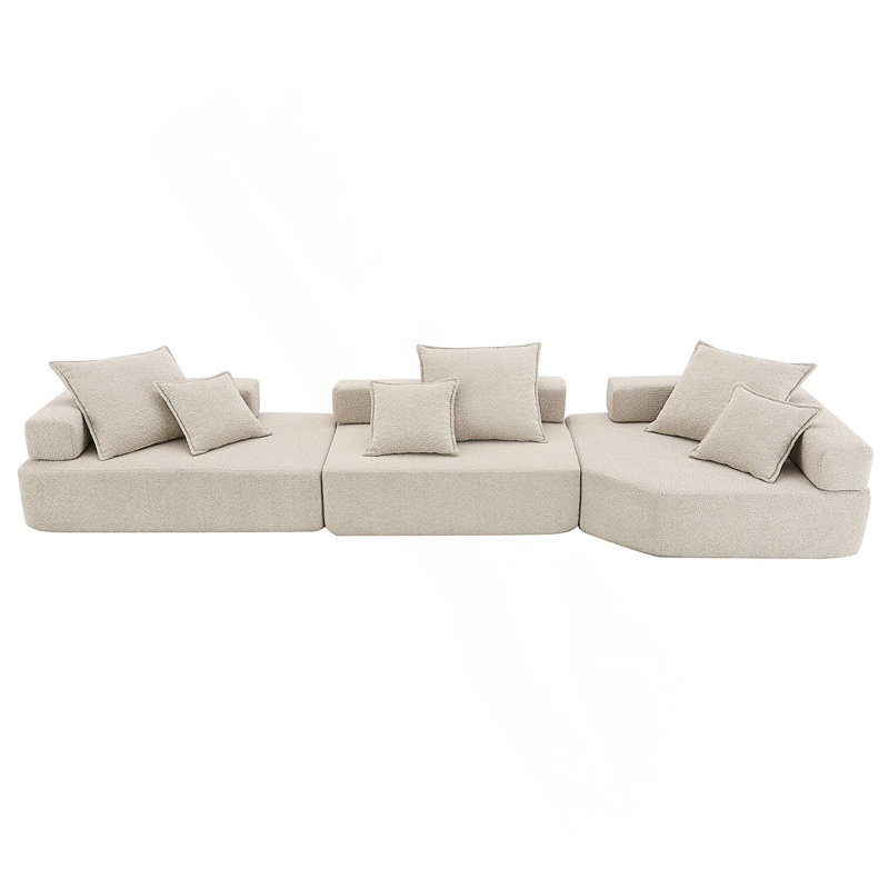 Oversized Modular Sectional Sofa,Luxury Boucle Floor Couch Set,Convertible Compressed Couch,Spacious Foam-Filled Sofa For Living Room,3 PC Free Combination