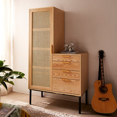 Armoire de rangement en rotin et commode