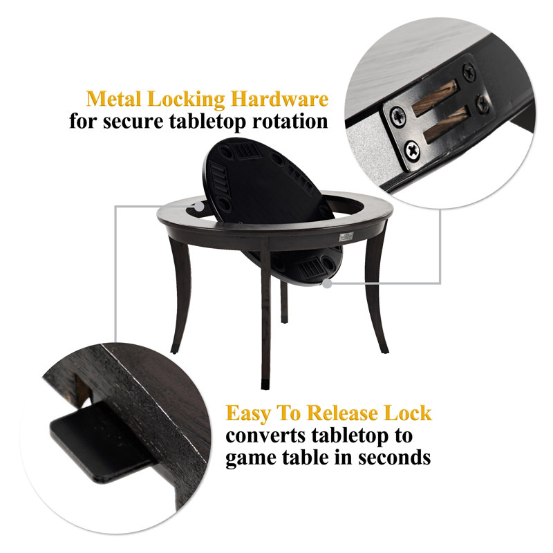 48-Inch Onyx Round Wood and Felt Poker Table