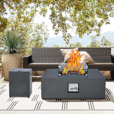 Table de foyer d'extérieur au propane 36 po, table de feu 50000BTU avec pare-vent, perles de verre de 11 lb et housse de pluie, finition en acier robuste antirouille et foyer extérieur certifié CSA pour le jardin de patio (orange)