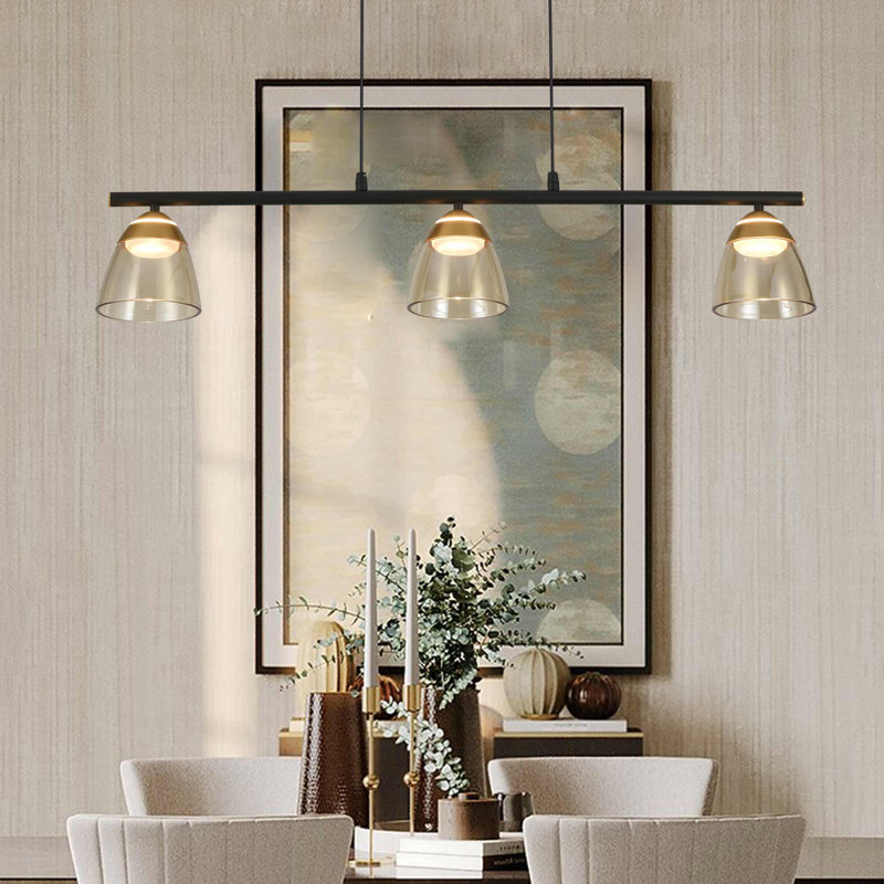 Roma Black 36" Height Adjustable LED Linear Chandelier