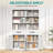 71" Industrial Metal Bookcase with 2 Doors & 2 Drawers - Tall Fixed-Shelf Storage Cabinet for Home Office, Living Room in White