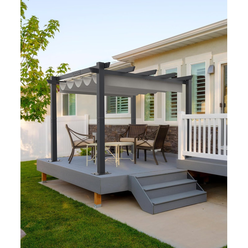 Aluminum Pergola with Canopy, Gray